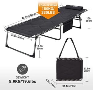 Relax in style outdoors with KingCamp's oversized folding chaise lounge chairs. Padded and adjustable for comfort, supporting up to 330lb. Perfect for patio, beach, or poolside lounging.