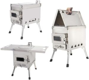 Boost outdoor adventures with this portable stainless steel camping stove featuring a chimney pipe and compact design ideal for backpacking, hiking, and picnicking. Cook with ease in any terrain!