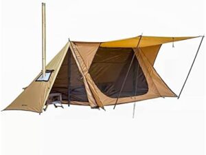 Experience the ultimate camping adventure with Stovehut's 70 Hot Tent featuring two tarp poles and two tent poles in the latest version 3.0, perfect for outdoor enthusiasts.