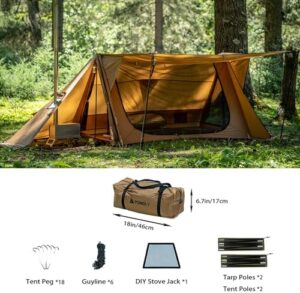 Experience the ultimate camping adventure with Stovehut's 70 Hot Tent featuring two tarp poles and two tent poles in the latest version 3.0, perfect for outdoor enthusiasts.