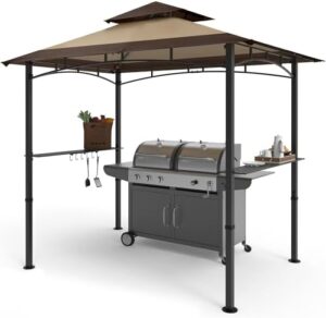 Here is the generated SEO meta description:

"Transform your outdoor BBQs with the CooshaDE 8'x5' Grill Gazebo, featuring double tiered canopy and LED lights. Perfect for shaded gatherings and entertaining."