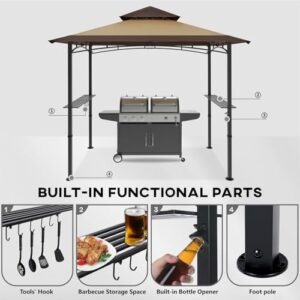 Here is the generated SEO meta description:

"Transform your outdoor BBQs with the CooshaDE 8'x5' Grill Gazebo, featuring double tiered canopy and LED lights. Perfect for shaded gatherings and entertaining."
