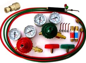Here is the generated SEO meta description:

"Perfect for DIY enthusiasts and jewelers, this mini soldering torch kit includes oxygen acetylene or propane regulators and arrestors. Ideal for precise soldering tasks."