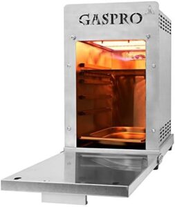 Discover the GASPRO 1500℉ Professional Propane Infrared Steak Grill, perfect for cooking meat, seafood, veggies, and more. Quick cooking and portable design with stainless steel construction.