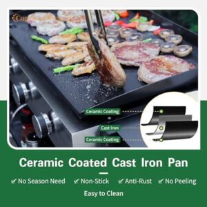 Savor outdoor adventures with the Captiva Designs 22 in Flat Top Grill featuring a ceramic-coated cast iron pan, perfect for camping and tailgating.