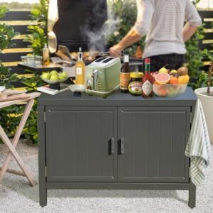 Here is the optimized SEO meta description:

"Transform your outdoor space with Domi's freestanding kitchen island featuring storage and grill table. Perfect for BBQs, decks, and patios. Save big on this must-have outdoor kitchen accessory."
