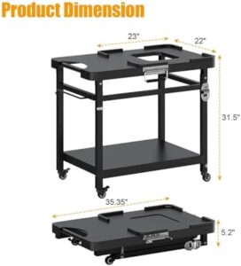 Elevate your outdoor grilling experience with the Universal Grill Stand, a portable and foldable cart for Ninja Woodfire Grills. Perfect for XSKUNSTAND OG700, OG800, OG900, OO101 SER smokers and pizza ovens, featuring 4 wheels and grill cover.