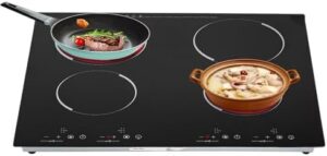 "Upgrade your kitchen with this 24 Inch Electric Stove Countertop featuring 9 power levels, sensor touch control and safety lock. Perfect for busy cooks, with a timer and 3000W power."