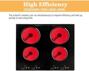 "Upgrade your kitchen with this 24 Inch Electric Stove Countertop featuring 9 power levels, sensor touch control and safety lock. Perfect for busy cooks, with a timer and 3000W power."