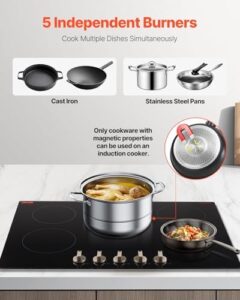 "Upgrade your cooking experience with VEVOR's SK-92IHA36CK04 electric countertop burner, featuring 12 temperature settings, auto shut-off, and a glass surface. Perfect for busy kitchens, this 36in induction cooktop is easy to use and clean."