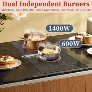 Here is the optimized SEO meta description:

"Upgrade your cooking experience with this 2 burner electric cooktop featuring touch controls, timer, and child lock. 2000W power with radiant plug-in design for safe and convenient use."