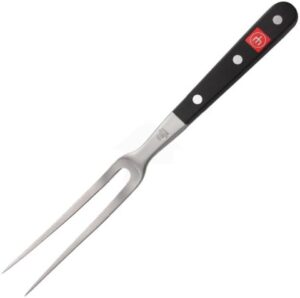 "Experience culinary precision with the WÜSTHOF Classic Curved Meat Fork, ideal for slicing and serving meat. Limited-time discounts available!"