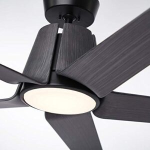 Upgrade your indoor ambiance with the Luminance Kathy Ireland Home Floret Eco Ceiling Fan featuring a DC motor and LED lighting. Damp rated for outdoor use, this modern fixture offers 5 blades and removable lighting in Barbeque Black.