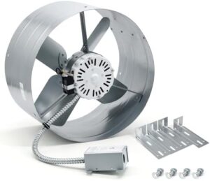 "Upgrade your attic ventilation with the Criditpid Gable Mount Vent Attic Fan, featuring an adjustable thermostat and covering up to 2500 sq. ft. Get a boost in airflow and stay cool for less - perfect for homes, sheds, and garages!"