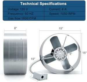 "Upgrade your attic ventilation with the Criditpid Gable Mount Vent Attic Fan, featuring an adjustable thermostat and covering up to 2500 sq. ft. Get a boost in airflow and stay cool for less - perfect for homes, sheds, and garages!"