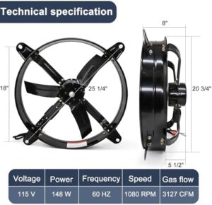 Upgrade your home ventilation with the Criditpid 20 Inch Gable Mount Vent Attic Ventilator Fan, featuring adjustable thermostat and powerful 3127 CFM exhaust fan. Perfect for gable, attic, shed, greenhouse, kitchen, or garage use.
