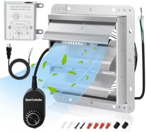 Boost garage ventilation with the Criditpid exhaust fan, featuring 1088 CFM airflow and adjustable speed controller. Ideal for attics, greenhouses, sheds, basements, and chicken coops.