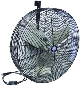 Boost your outdoor space circulation with the Schaefer F5-24 Versa-Kool Fan, a heavy-duty high velocity fan for patios, greenhouses, and workstations. Perfect for industrial applications too!
