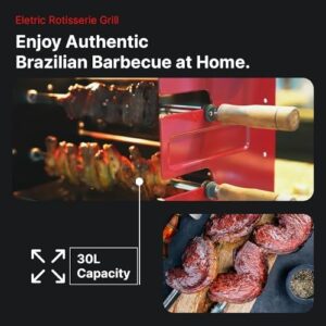 Here is the meta description:

"Indulge in smoky flavors with this indoor/outdoor rotisserie grill roaster featuring 2 auto rotating skewers for chicken, steak, fish and more. Perfect for apartment or home use."