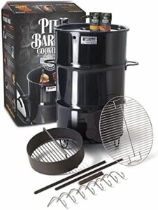 "Transform your backyard gatherings with the Pit Barrel Cooker Classic Package, featuring a porcelain-coated steel drum smoker, grill grate, 8 hooks, and more. Perfect for slow cooking, braising, or smoking."