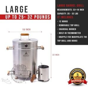 Upgrade your outdoor cooking with the Smoked Grillers Barrel Grill & Smoker, featuring 100% stainless steel construction and reduced smoke for a better experience. Perfect for balconies and backyards, this grill offers easy cleaning and even heat distribution.