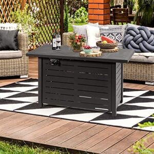 Here is the optimized meta description:

"Add warmth to your outdoor space with Giantex's propane fire pit table, featuring 60,000 BTU heat and waterproof cover. Perfect for courtyards, balconies, or gardens, this rectangular gas firepit includes lava rock and electronic ignition."