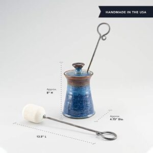 Here is the optimized meta description:

"Elevate your indoor fireside experience with this Handmade Cape Cod Firelighter Firepot and Iron/Soapstone Fire Starter Wand, ideal for fireplaces, woodstoves, or firepits."