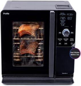 "Upgrade your backyard grilling experience with the GE Profile Smart Indoor Pellet Smoker, featuring Active Smoke Filtration and 5 Smoke Control Settings. WiFi connected for easy control. Compact countertop design perfect for small spaces."