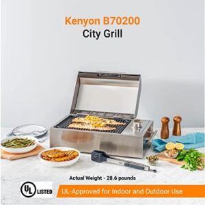 Experience outdoor grilling anywhere with the Kenyon B70200 City Grill, featuring stainless steel construction, single burner, and knob control. Perfect for indoor or outdoor use.