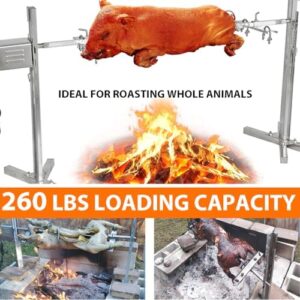 Unlock backyard grilling perfection with the iMeshbean Electric BBQ Rotisserie Grill Kit, featuring a powerful motor and adjustable height. Cook up to 260LB of meat with ease!