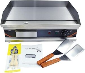 Here is the optimized meta description:

"Elevate your culinary experience with this 22" commercial electric griddle featuring 1500W power, thermostatic control and heavy-duty stainless steel construction perfect for restaurants and BBQ enthusiasts."