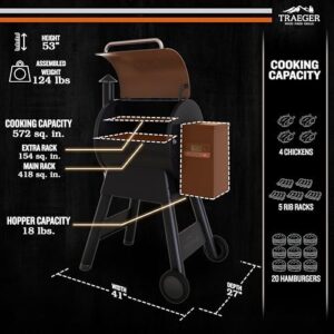 Experience the ultimate grilling experience with Traeger Grills Pro 575, featuring WiFi and app control, 6-in-1 functionality, and a spacious 572 sq in cooking area. Get ready to grill like a pro! (146 characters)