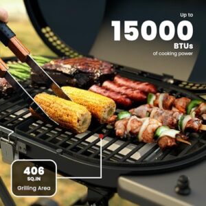 Here is the optimized SEO meta description:

"Experience outdoor cooking with ease using the Cowsar Portable Propane Gas Grill, featuring 348 SQ Inch of cooking space and quick-fold legs & wheels for camping, tailgating or picnics. Perfect for any adventure!"