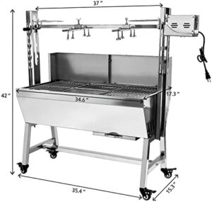 Here is the output:

"Roast with precision: this electric rotisserie grill holds 132 lbs and adjusts to suit your needs. Perfect for outdoor parties, camping, or backyard BBQs."