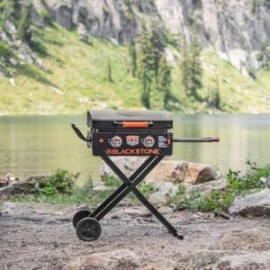 Here is the meta description:

"Perfect outdoor grilling experience with Blackstone's 22” On The Go Scissor-Leg Griddle featuring two burners, stainless steel construction and hood. Ideal for backyard, patio or camping use."