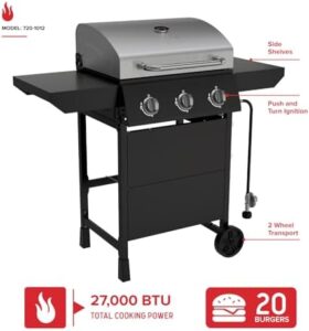 Here is the meta description:

"Upgrade your outdoor cooking with the Nexgrill 3-Burner Propane Gas Grill, featuring 27,000BTUs and spacious 429 SQ. In. cooking space. Perfect for patios, parties, and more - get ready to grill with style!"