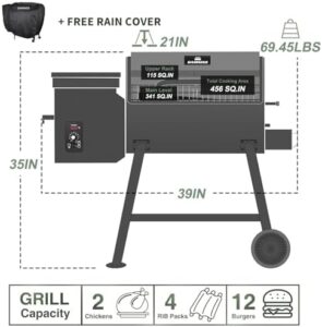 Here is the generated SEO meta description:

"Master backyard cooking with this electric wood pellet smoker grill, featuring a large 456 SQ.IN cook area, auto feed and PID temperature control (180-450°F) for perfect results every time."
