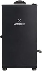 Masterbuilt's digital electric vertical BBQ smoker features a 40-inch design with side wood chip loader, chrome smoking racks, and 970 square inches of cooking space in black. Save big on your outdoor cooking needs!
