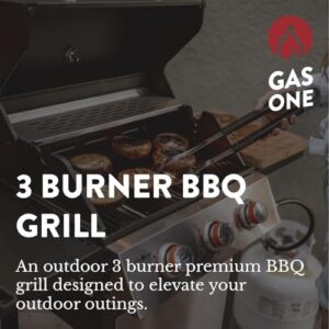Elevate your outdoor cooking experience with the GasOne GP-1030S 3-burner grill, featuring stainless steel construction, high-temperature paint coating, and a luxurious design. Perfect for any backyard or patio.