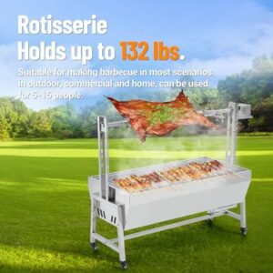 Discover the perfect grill for your outdoor kitchen or camping adventures with this Stainless Steel Automatic Rotisserie Grill, featuring 54in capacity, 50W motor, and charcoal spit roaster design.