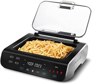 Here is the generated SEO meta description:

"Indulge in smokeless grilling and air frying with Gourmia's Indoor Grill & Air Fryer, featuring Smoke Extracting Technology and Extra-Large Nonstick Cooking. Perfect for Korean BBQ Style cooking, 6 Quart capacity."