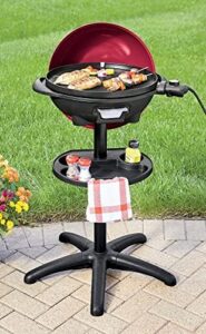 Here is the optimized meta description:

"Indoor/outdoor electric grill with removable cast aluminum griddle, temperature control and drip tray. Perfect for all cooking needs. Plus a warming drawer for serving. 1350W power. Dimensions: 25"W x 40.25"H x 25"D."