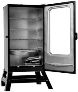 Here is the optimized meta description:

"Masterbuilt's 30-inch vertical BBQ smoker with digital controls and leg kit for perfect grilling results. Includes side wood chip loader and 710 square inches of cooking space."