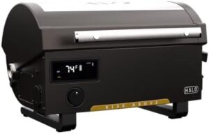 Here is the optimized SEO meta description:

"Experience the ease of outdoor cooking with the HALO Prime300 Countertop Pellet Grill. Rechargeable battery power and cordless design make it perfect for camping, tailgating, or your backyard. Discover a new way to grill."