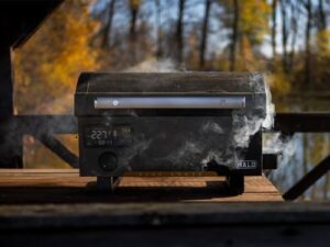 Here is the optimized SEO meta description:

"Experience the ease of outdoor cooking with the HALO Prime300 Countertop Pellet Grill. Rechargeable battery power and cordless design make it perfect for camping, tailgating, or your backyard. Discover a new way to grill."