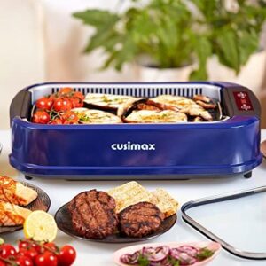 Here is the optimized meta description:

"Indulge in delicious indoor grilling with CUSIMAX's 1500W Smokeless Grill, featuring a smart display and tempered glass lid. Perfect for Korean BBQ enthusiasts!"