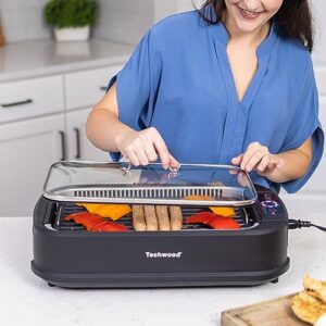 Discover the Techwood 1500W Smokeless Indoor Electric Grill with non-stick plates, tempered glass lid, and temperature control. Perfect for indoor grilling, this Korean grill offers a convenient smokeless cooking experience.