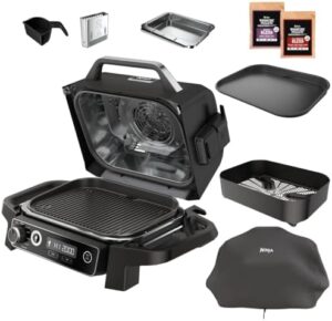 Unlock the perfect outdoor grilling experience with Ninja's 7-in-1 OG705CO grill & smoker. Grill, BBQ, air fry, roast, and dehydrate with woodfire pellets in a portable and weather-resistant design.