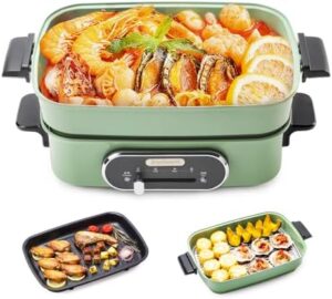 Discover the Joydeem 3-in-1 Electric Hot Pot with grill pan and steamer, perfect for shabu shabu and everyday meals. Non-stick ceramic coating and 4.5L capacity make cooking and cleaning a breeze.