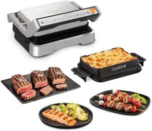 Here is the optimized SEO meta description:

"Master indoor grilling with T-fal's OptiGrill 4in1 Electric Grill, featuring 9 cooking modes and nonstick removable plates. Cook rare to well-done with ease!"